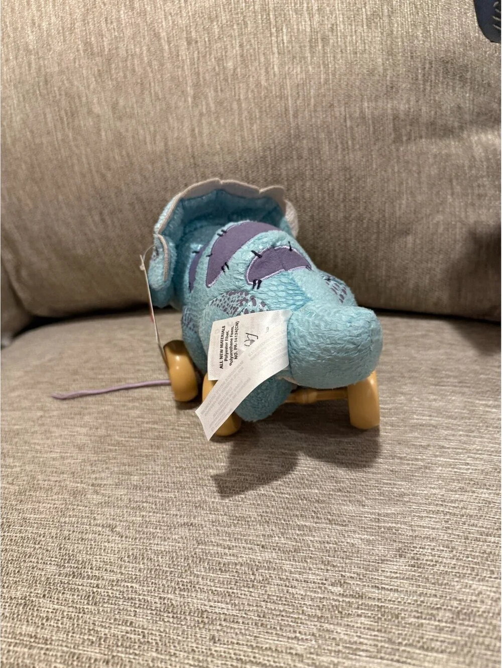 Disney Pixar Toy Story Trixie Triceratops Plush Pull Toy Wheels RARE NWT